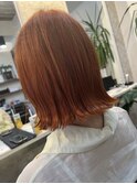 くびれボブミニウルフ透明感ベビーオレンジモテ髪丸みボブ