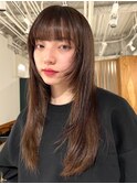 顔周りレイヤーカットくびれヘアミルクティーベージュカラー