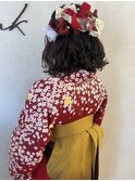 卒業式ヘア/袴着付け/ヘアメイク/ハーフアップ/リボンアレンジ