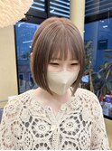レイヤーボブフェイスレイヤーマロンブラウンオリーブベージュ