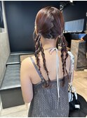 ヘアアレンジ/ヘアセット/編み下ろしアレンジ／ツインアレンジ