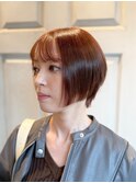 コンパクトショート/内巻きボブ/艶カラー/抜け感ヘア/ブラウン