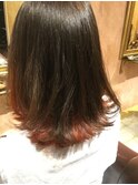 【UniQ・小笹】インナーカラー×赤×マットグレー