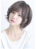 20代30代40代小顔ひし形ネオウルフ外ハネボブアッシュブラウン