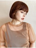 ぷつっとボブ×ミニボブ×オレンジカラー×暖色×10代20代30代