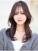 くびレイヤー美髪ケアカラーエアリーロングピンクブラウン