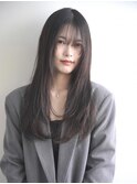 韓国風レイヤー大人黒髪ロングシースルーバングヨシンモリ