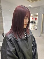 スノッブサンク(Snob ciNQ)&nbsp;顔まわりレイヤー/暖色カラー/ミディアムヘア/小顔バング