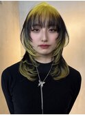 【GEEKS渋谷】ネオンイエロー/ウルフ/レイヤー/顔周りカット