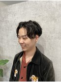 センターパート×シャドーパーマ