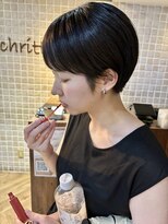 シュリット(schritt)&nbsp;黒髪マッシュショート丸みショートダークグレージュ渋谷mutsuki