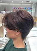 襟足あり曲がる縮毛矯正ダウンパーマセンタ―パート眉カット立川