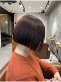 切りっぱなしボブ×オレンジブラウン
