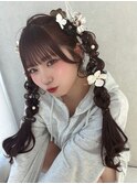 ヘアセット/ガーリーヘア/ピンクカラー/ピンクラベンダー
