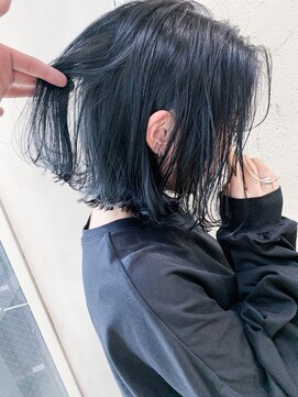 アリー 原宿 表参道(ALLY) 【ALLY】切りっぱなしボブ×ネイビーカラー