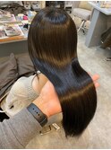 小顔セミウェットウェーブピンクベージュハイライトカラー