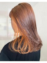 イマジン 川越(IMAGINE) 20代30代大人可愛いオレンジインナーカラーワンカールロング