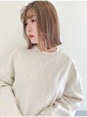 "久保田"ボブぱつっとボブベージュカラーハイトーンケアブリーチ
