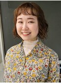 オン眉ボブとパーマ
