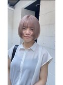 姫カットボブのピンクベージュ