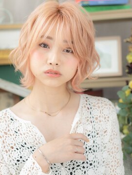 カバーヘア ブリス 大宮西口(COVER HAIR bliss) 外国人風ハイトーンカラーピンクベージュボブc6大宮20代30代40代