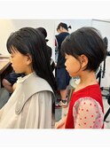 大人可愛いショートボブ【キッズカット】黒髪小顔似合わせカット
