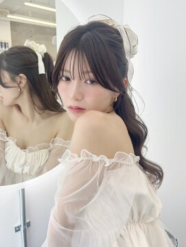 フォンズ(FONS) 前髪カット　顔まわりカット　ベージュ　チョコブラウン