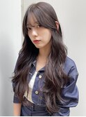 ロングレイヤーカット透明感カラーブラウンベージュ