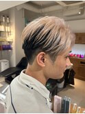 メンズマッシュブリーチカラーブロンドカラーハイライトカラー