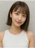 切りっぱなしボブ ミニボブ オリーブベージュ 20代 30代