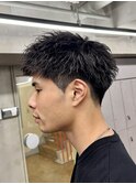 刈り上げアップバングスパイキーショートパーマスパイラルパーマ