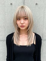 エイチ ウルフカット 大阪梅田(811)&nbsp;レイヤーボブヘアカラーバレイヤージュ50代くるみちゃんヘア