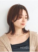 小顔魅せミディアムレイヤーウルフ似合わせ韓国前髪イメチェン