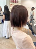 ボブ/切りっぱなし/ピンクブラウン