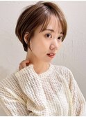 前髪あり耳掛け丸みくびれショートボブ20代30代40代50代(蘭)