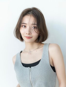 イオ 本厚木(io) 大人かわいい切りっぱなしボブ韓国レイヤーかきあげ前髪卵型