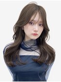 シースルーバング くびれヘア 韓国ヘア ナチュラルブラウン10