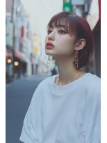 ユニック ウメダ(unique UMEDA)&nbsp;髪質改善カラー×ボブ×ツヤカラー×20代×レッドカラー