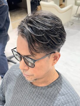 バース 梅田中崎町店(BIRTH) 50代40代白髪ぼかしシルバーメッシュバレイヤージュ