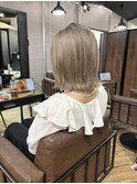 ミルクティーベージュ　グレージュ　切りっぱなしボブ