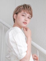 オーブヘアーアンカー 清田店 (AUBE HAIR anchor)&nbsp;【AUBE HAIR】ピンクベージュ×ベビーバングショート