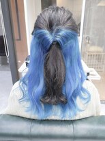 ロングレイヤーインナーカラーブルー/ダークアッシュカラー