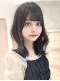 縮毛矯正/髪質改善トリートメント/ミディアムヘア/グレージュ
