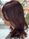 ◎美髪カールシアーカラーピンクブラウンロングセミディ