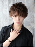 メンズマッシュウルフカット波巻きツイストスパイラルパーマ