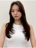 チョコレートブラウン レイヤーカット 艶髪 ストレート 20代
