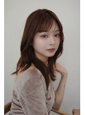 顔周りレイヤーカットくびれヘアミルクティーベージュカラー韓国