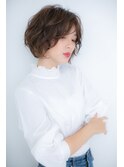 ココアブラウン♪アシンメトリーゆるふわボブY戸頭20代30代40代