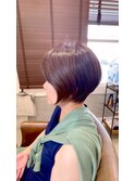 ツヤ感レッドブラウンショートボブ大人可愛い20代30代40代