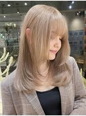 渋谷ミルクティーベージュハイトーンカラーヘーゼルベージュ30代
